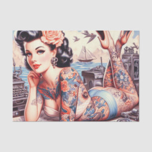 Vintage Tattoo Old School Girl Tissue Paper