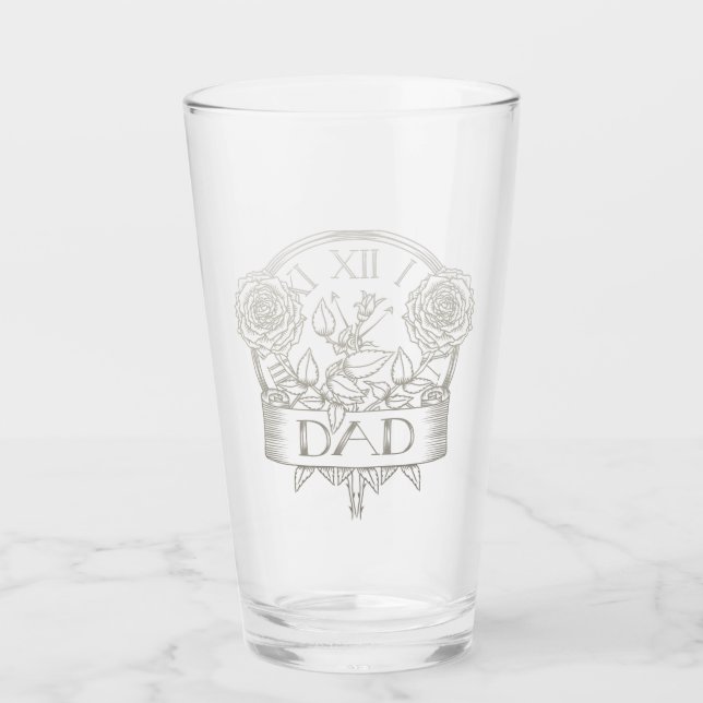 Vintage tattoo style Dad artwork  Glass (Front)