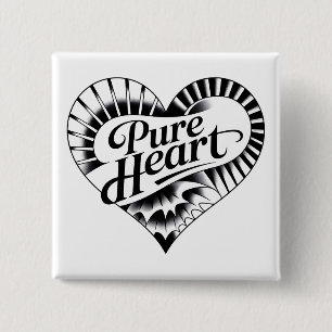 Vintage Tattoo-Style "Pure Heart" Heart 15 Cm Square Badge