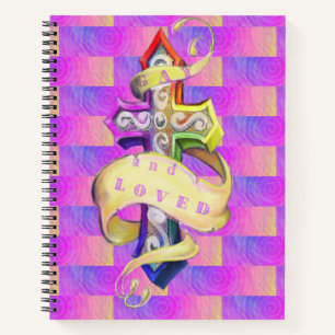 Vintage tattoo styles cross. Gay and loved  Notebook