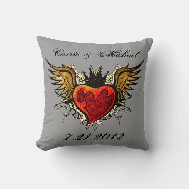 Vintage Tattoo Wedding Keepsake Pillow (Front)