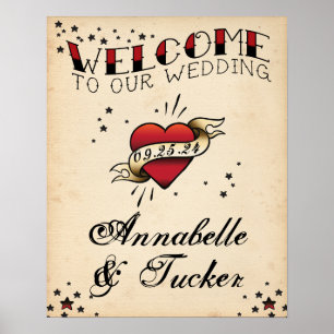 Vintage Tattoo Welcome to Our Wedding Sign