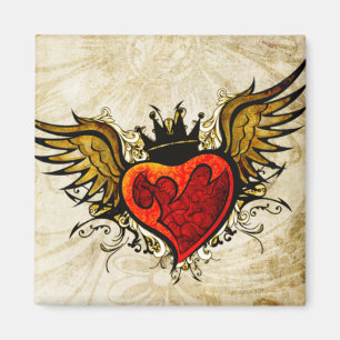 Vintage Tattoo Winged Heart Magnet