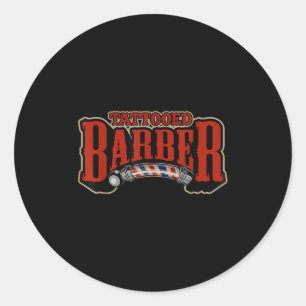 Vintage Tattooed Barber Haircut Barber Quote Graph Classic Round Sticker