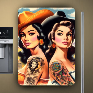 Vintage Tattooed Cowgirls Magnet