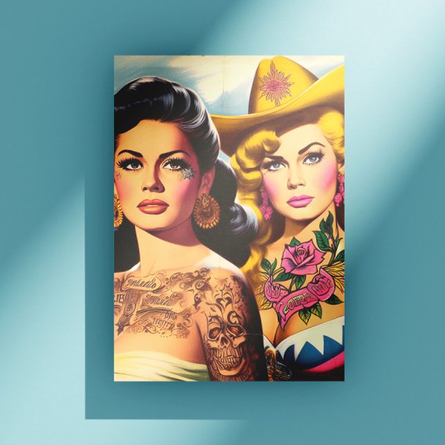 Vintage Tattooed Cowgirls Postcard (Creator Uploaded)