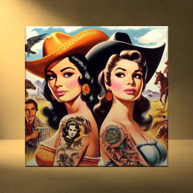 Vintage Tattooed Cowgirls Tile (Creator Uploaded)