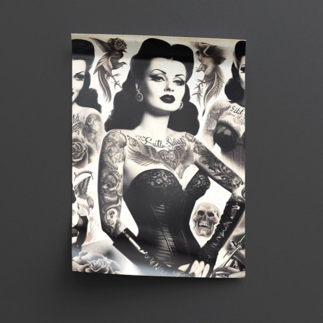 Vintage Tattooed Goth Woman Collage Tissue Paper (Creator Uploaded)