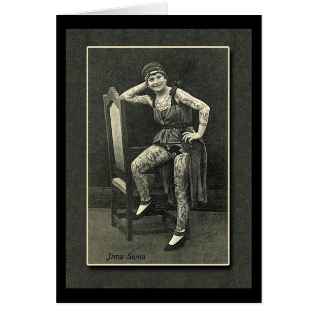 Vintage Tattooed Lady Card or Postcard (Front)
