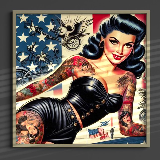 Vintage Tattooed Leather Pin Up Poster (Creator Uploaded)