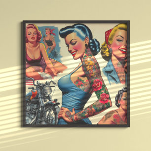 Vintage Tattooed Pin-up Poster