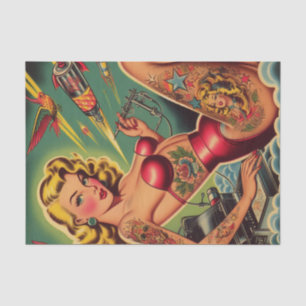Vintage Tattooed Pin Up Tissue Paper