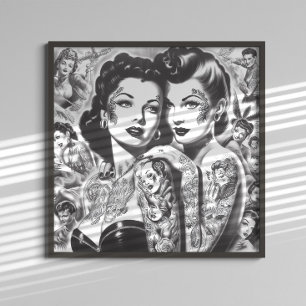 Vintage Tattooed Pin-ups Poster