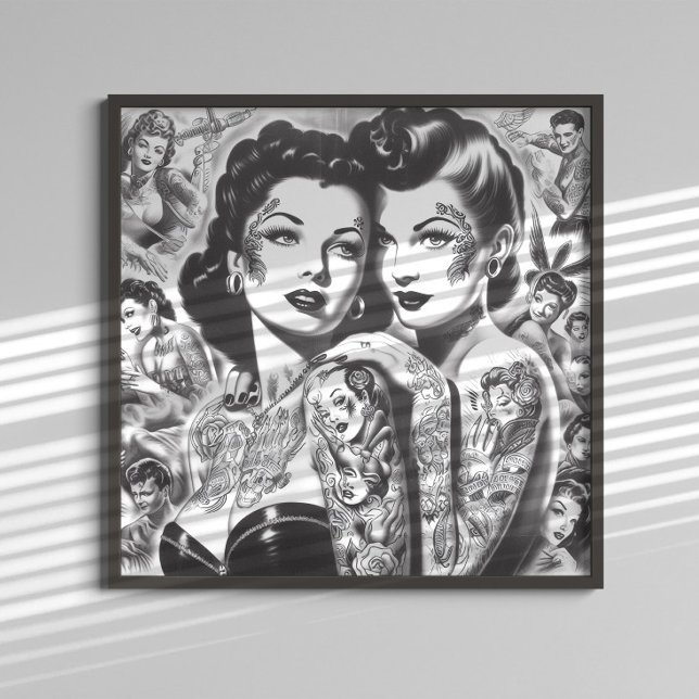 Vintage Tattooed Pin-ups Poster (Creator Uploaded)