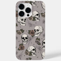Vintage Taupe Skulls and Roses