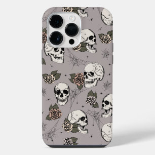 Vintage Taupe Skulls and Roses iPhone 14 Pro Max Case