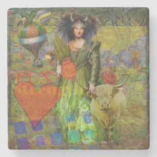 Vintage Taurus Classic Woman Portrait Gothic Art Stone Coaster
