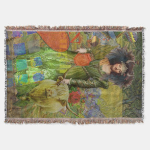 Vintage Taurus Classic Woman Portrait Gothic Art Throw Blanket