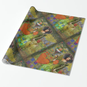 Vintage Taurus Classic Woman Portrait Gothic Art Wrapping Paper