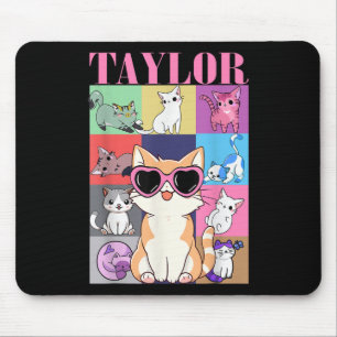 Vintage Taylor First Name Personalised Cat Birthda Mouse Pad