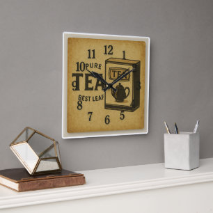Vintage Tea Advertisement Square Wall Clock