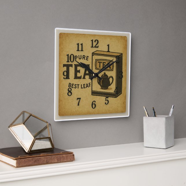 Vintage Tea Advertisement Square Wall Clock (Office)