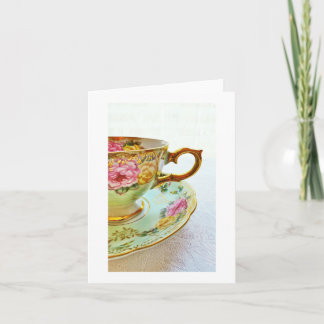 Vintage Tea Cup Blank Card Get Well/Thank You