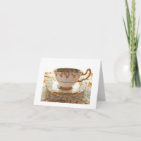 Vintage Tea Cup Blank Card Thanks/Get Well/Hello