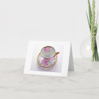 Vintage Tea Cup Blank Note Card, Thank you Card