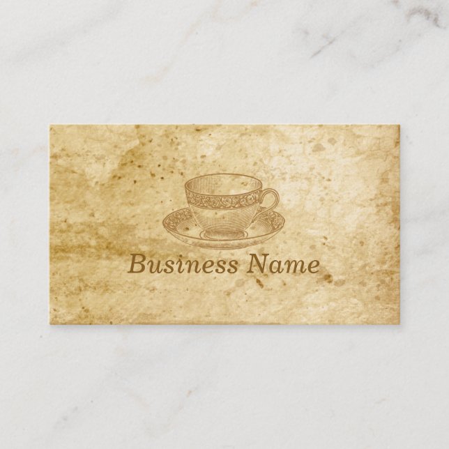 Vintage Tea Cup Coffee Business Card (Front)