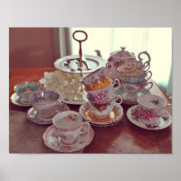 Vintage Tea Cups Poster