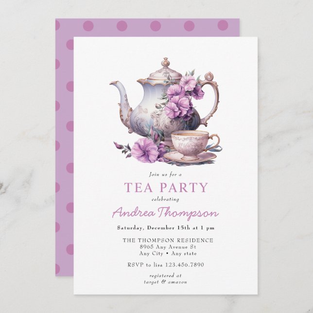 Vintage Tea | Flowers Tea Party Invitation (Front/Back)