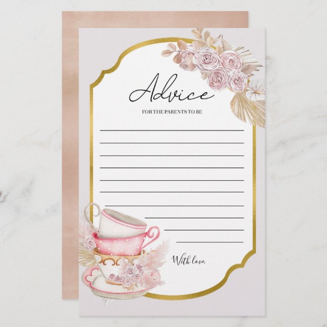Vintage Tea Party Baby Shower Advice Card (Front/Back)