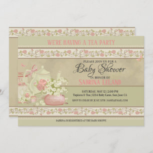 Vintage Tea Party Baby Shower Invitation