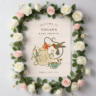 Vintage Tea Party Baby Shower Welcome Poster