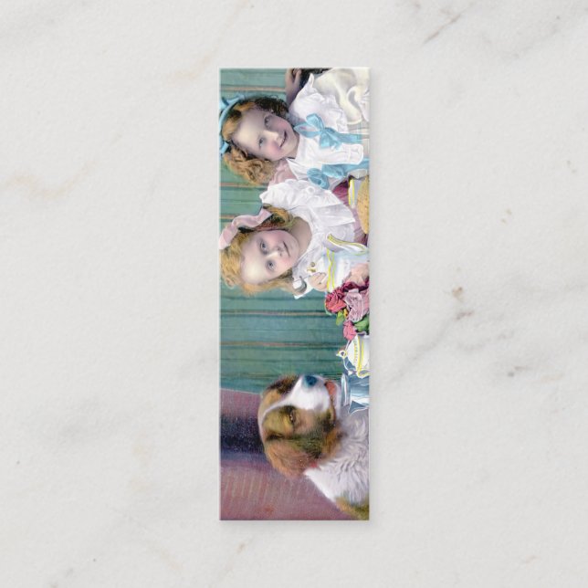 Vintage Tea Party Bookmark  Mini Business Card (Front)