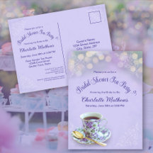 Vintage Tea Party Bridal Shower Lavender Invitatio