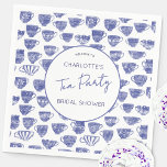 Vintage Tea Party Bridal Shower Teacup Napkin<br><div class="desc">These modern vintage tea party themed bridal shower napkins help you set a warm, welcoming tone for a relaxed and charming celebration, using a playful blue and white watercolor teacup pattern to instantly communicate the style and mood of your event. Ideal for hosts planning a traditional gathering, afternoon tea celebration,...</div>
