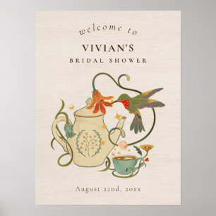 Vintage Tea Party Bridal Shower Welcome Poster