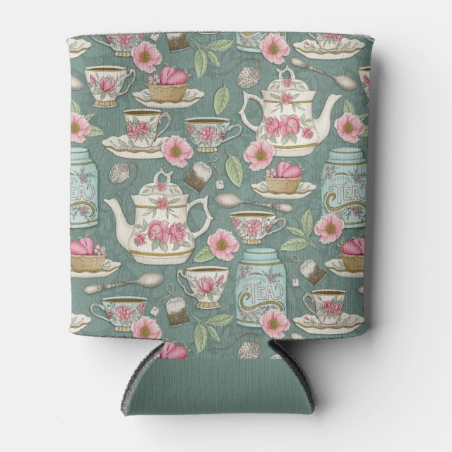 Vintage Tea Party Can Cooler (Front)
