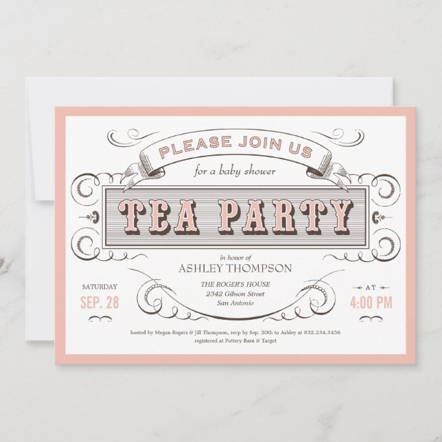 Vintage Tea Party Invitations (Front)