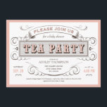 Vintage Tea Party Invitations<br><div class="desc">Vintage tea party invitations with a white,  pink,  and brown victorian design. Customise the text to use for a bridal shower,  baby shower,  birthday party,  garden tea party,  or afternoon tea party.</div>