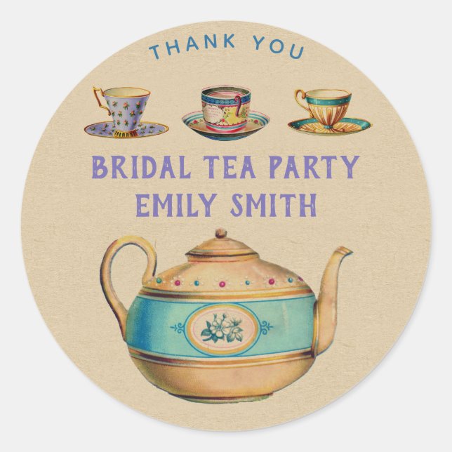 Vintage Tea Party Stickers - ANY OCCASION Custom (Front)