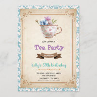 Vintage  tea party theme invitation