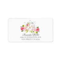 Vintage Tea Pot Floral Return Address Label