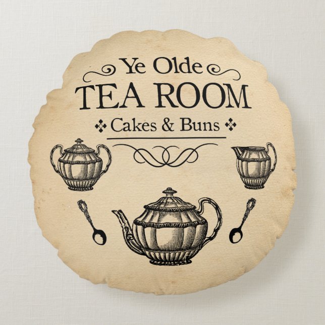 Vintage Tea Room Round Cushion (Front)