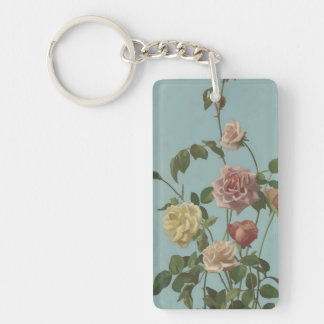 Vintage Tea Rose and Blush Roses Key Ring