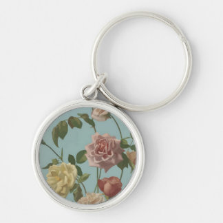 Vintage Tea Rose and Blush Roses Key Ring