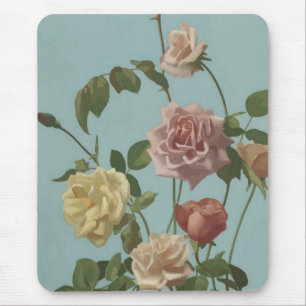 Vintage Tea Rose and Blush Roses Mouse Pad