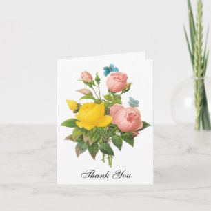 Vintage Tea Roses by Redoute, Wedding Thank You Card